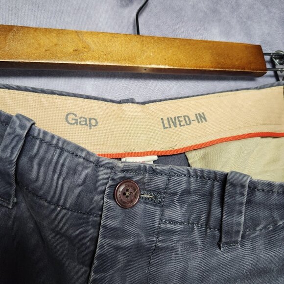 Gap Lived-In Shorts Mens 34 Blue Straight Fit‎ Chino Casual Classic 100% Cotton - Picture 3 of 14